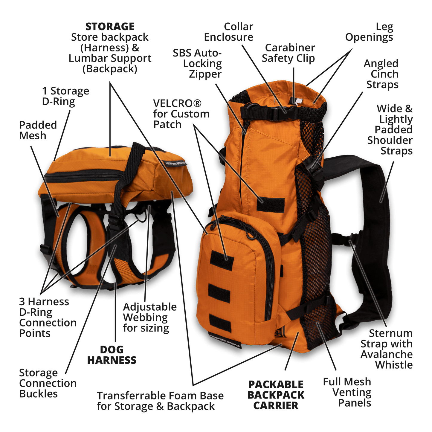 K9 Sport Sack Walk-On with Harness & Storage Yellow