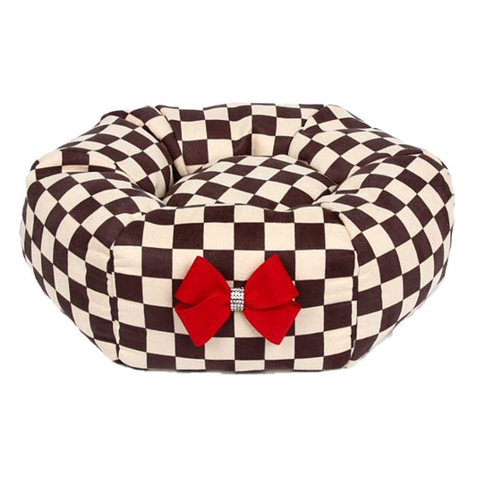 Windsor Check Round Bed with Red Nouveau Bow