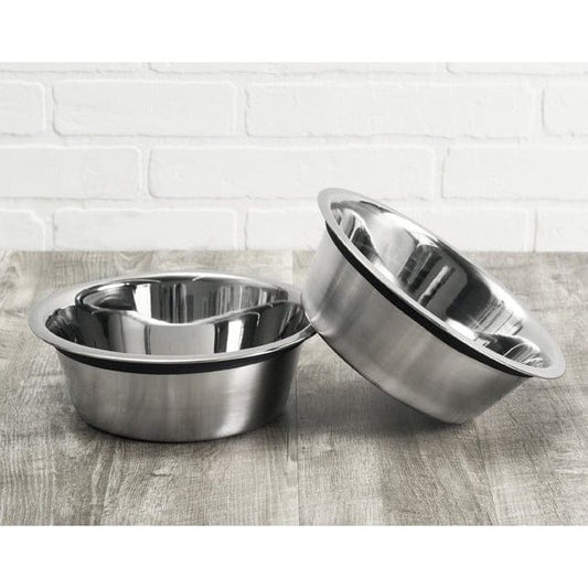 Food-Safe Stainless Steel Dog Bowl with Rubber Rim