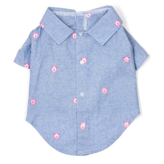 Chambray Wilbur the Pig Dog Shirt