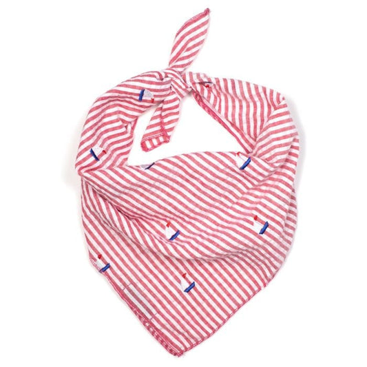 Red Stripe Sailboat Bandana