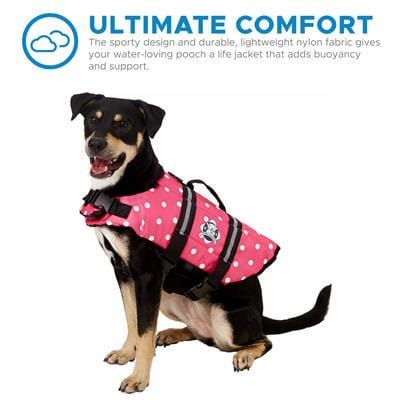 Dog Life Jacket - The Paws Aboard Dog Life Vest - Pink Polka Dot
