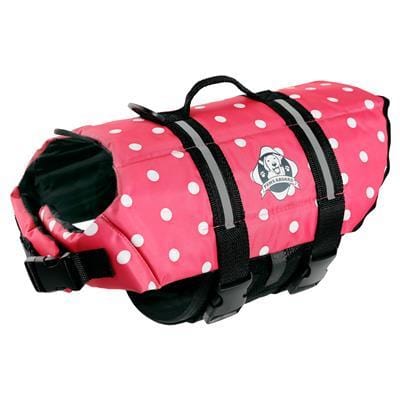 Dog Life Jacket - The Paws Aboard Dog Life Vest - Pink Polka Dot