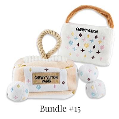 Keep Calm & Chewy Vuiton (White Monogram) Toy Bundle