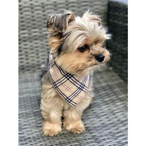 Beige Plaid Dog Bandana