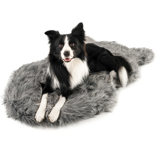 PupRug™ Faux Fur Orthopedic Dog Bed - Curve Charcoal Grey