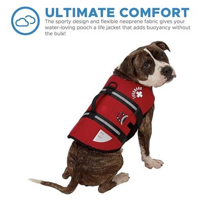Dog Life Jacket - The Paws Aboard Dog Life Vest - Red Lifeguard