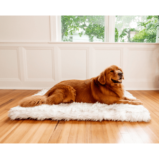 PupRug™ Faux Fur Orthopedic Dog Bed - Rectangle White