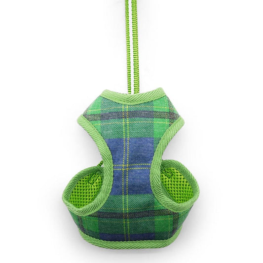 EasyGO Plaids Green Harness and Leash