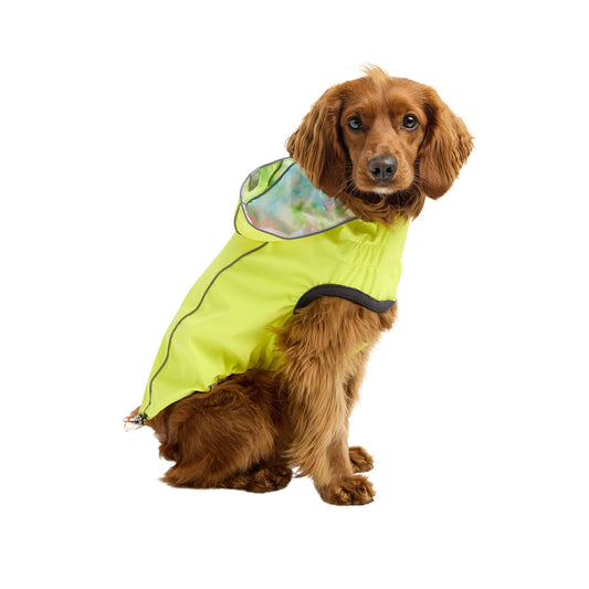 GF Pet - Reversible Raincoat - Neon Yellow with Tie Dye