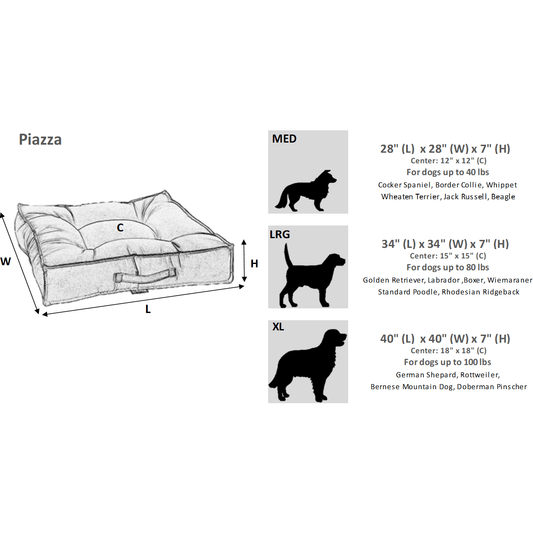 Piazza Pet Bed - Performance Linen & Woven - Mercury