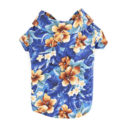 Tropical Floral Dog Shirt Blue