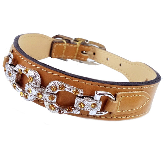 After Eight in Natural Tan Dog Collar