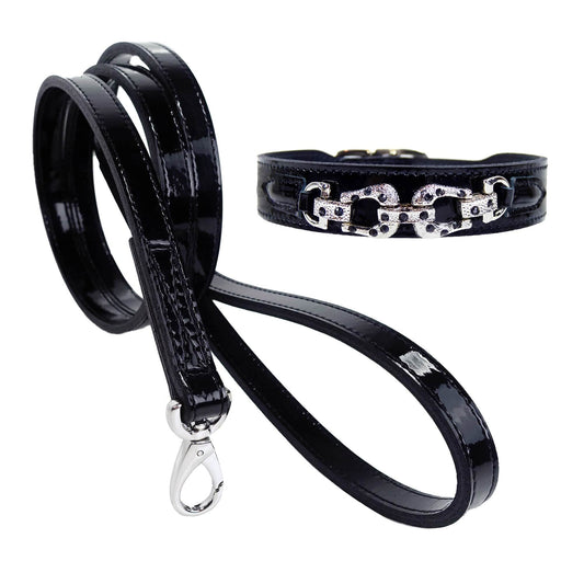 After Eight in Black Patent Dog Collar