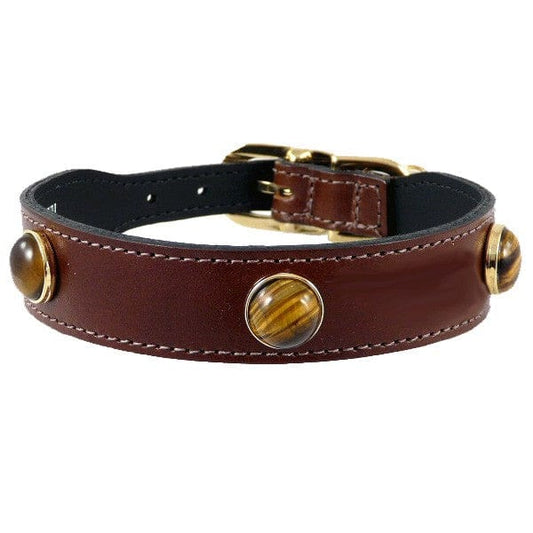Au Naturale in Rich Brown & Tiger Eye Dog Collar