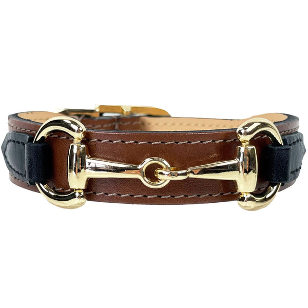 Belmont in Rich Brown - Black & Gold Dog Collar