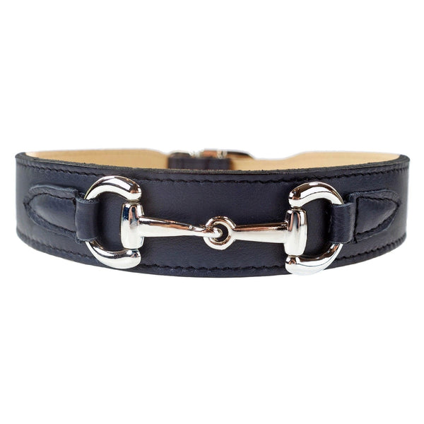 Belmont in French Navy & Nickel Dog Collar