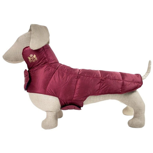 Ultralite Reversible Down Dog Puffer Coat in Navy Blue and Merlot