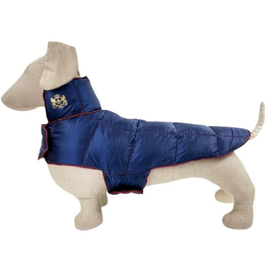 Ultralite Reversible Down Dog Puffer Coat in Navy Blue and Merlot