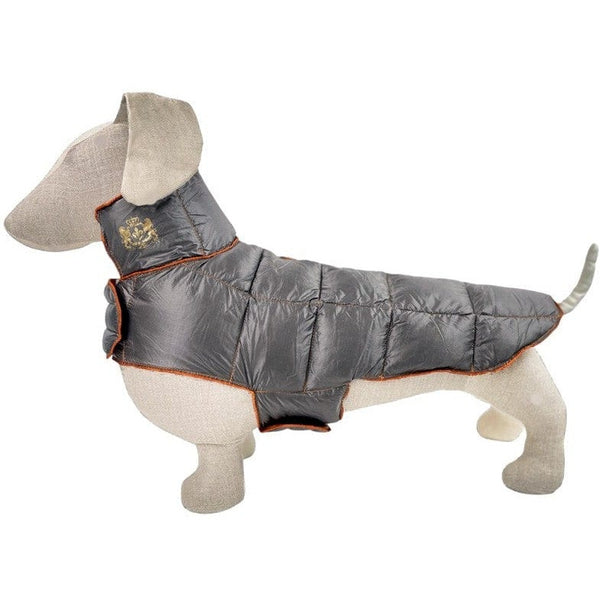 Ultralite Reversible Dog Down Puffer Coat in Taupe & Burnt Orange