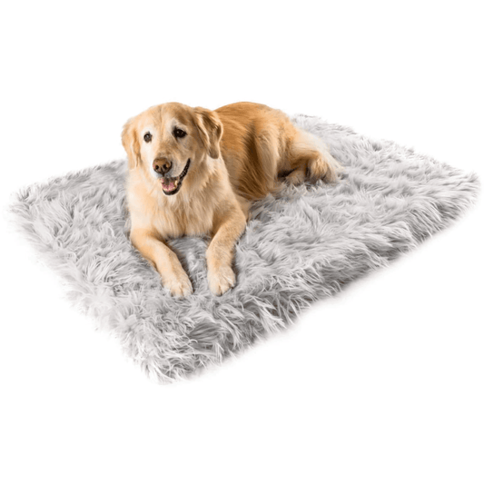 PupRug™ Faux Fur Orthopedic Dog Bed - Rectangle Light Grey
