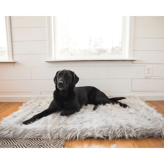 PupRug™ Faux Fur Orthopedic Dog Bed - Rectangle Light Grey