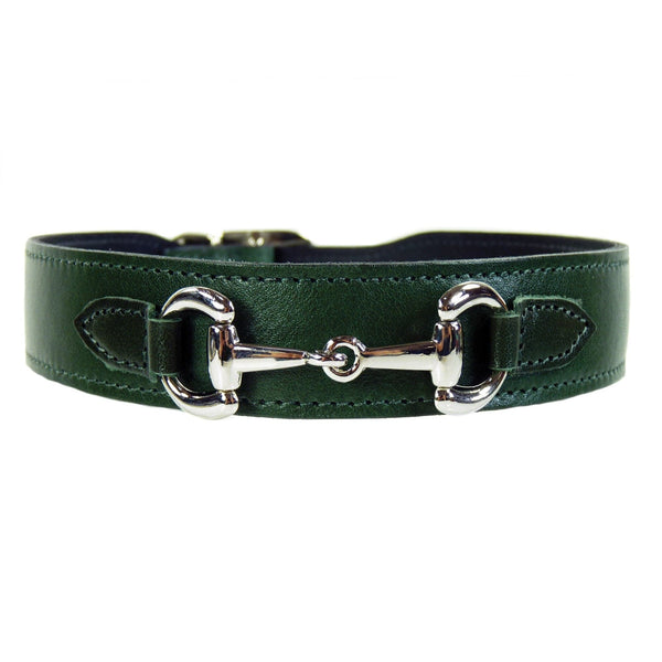 Belmont in Ivy Green & Nickel Dog Collar