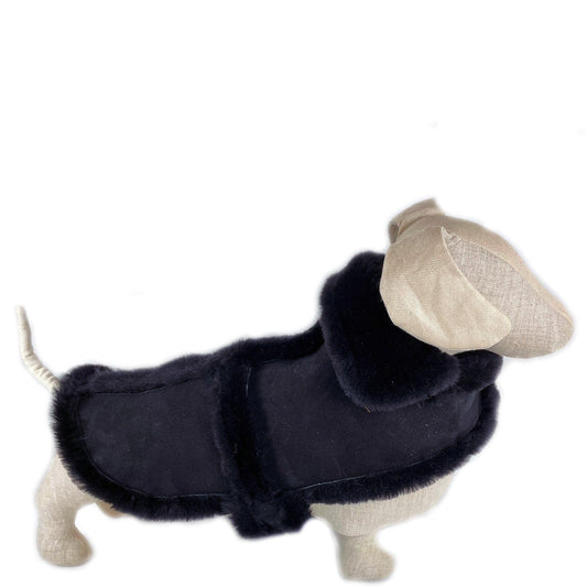 Black Natural Shearling Dog Coat