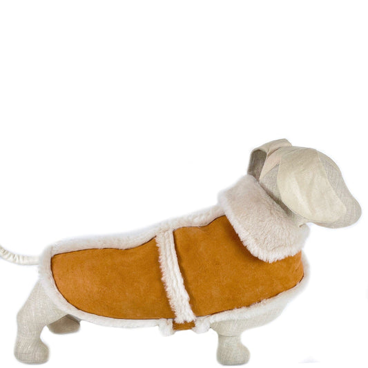 Camel Natural Shearling Dog Coat